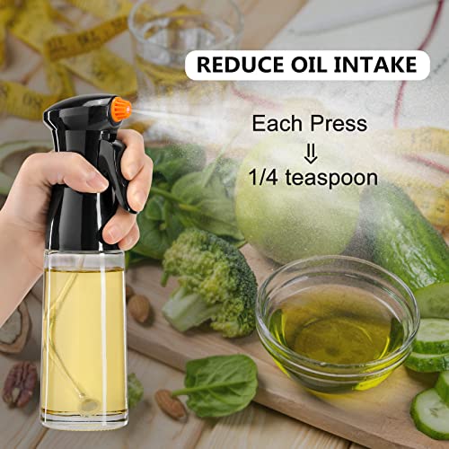 Oil Sprayer for Cooking, Olive Oil Dispenser Set Food Grade Glass Bottle, 7oz 200ml Oil Mister with 1.7oz Vinegar Cruets for Baking Salad BBQ Air Fryer Grilling Roasting Kitchen Accessories