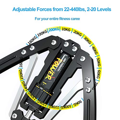 Tepemccu Hydraulic Power Twister Adjustable Arm-Exerciser - Home Chest Expander 22-440lbs, Home Fitness Equipment Bar for Men and Women with Resistance (Blue)