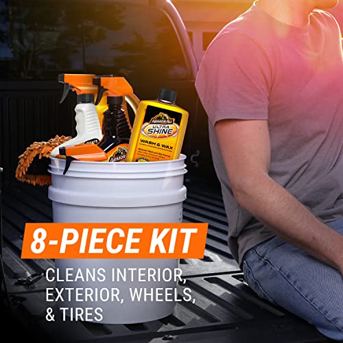 Premium Car Care Kit by Armor All, Includes Car Wax & Wash Kit, Glass Cleaner, Car Air Freshener, Tire & Wheel Cleaner, 8 Pieces