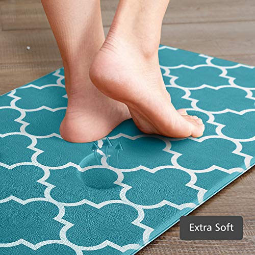 KMAT Kitchen Mat [2 PCS] Cushioned Anti-Fatigue Kitchen Rug, Waterproof Non-Slip Kitchen Mats and Rugs Heavy Duty PVC Ergonomic Comfort Standing Foam Mat for Kitchen, Floor Home, Office, Sink, Laundry