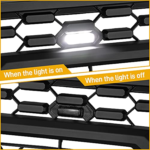 Olmcargo Replacement Grille Compatible with Tacoma 2016-2021 Pro SR5 SR Limited Off-road Sport Grille Replacement Black Grill with Grey Letters Matte Black (White Lights)