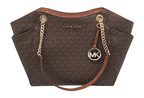Michael Kors Jet Set Travel Large Chain Shoulder Tote (Brown Sig PVC)