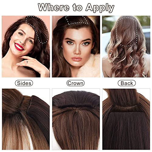 REECHO 2 pack 4 inch Short Thick Hairpieces Adding Extra Hair Volume Clip in Hair Extensions Hair Topper for Thinning Hair Women Color Grey/Brown/Silver/White Mixed