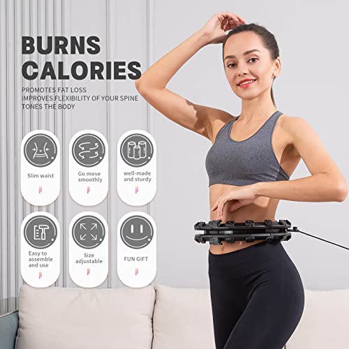 Dumoyi Smart Weighted Hula Hoop for Adults Weight Loss, 24 Detachable Knots Infinity Hoop, 2 in 1 Adomen Fitness Massage Workout Equipment, Great for Exercise and Fitness