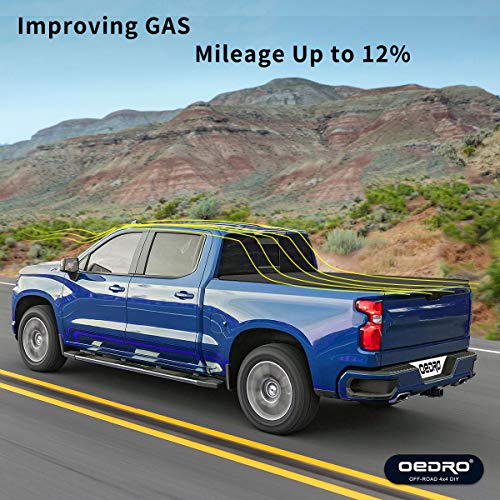 oEdRo Soft Tri-fold Truck Bed Tonneau Cover Compatible with 2016-2022 Toyota Tacoma with 5ft Bed, Fleetside with Track Rail System(Excl. Trail)