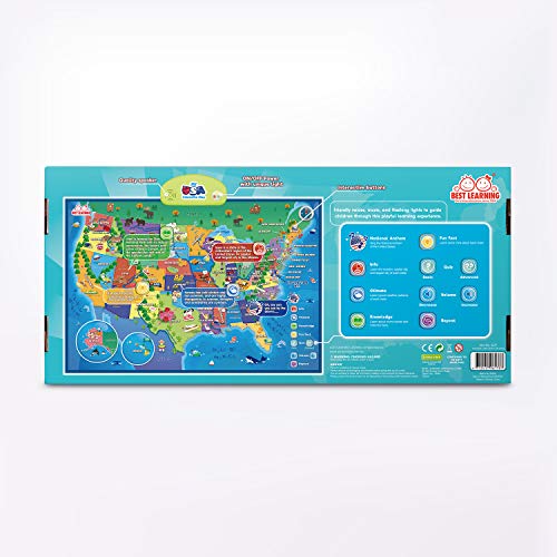 BEST LEARNING i-Poster My USA Interactive Map - Educational Smart Talking US Poster Toy for Kids Boy or Girl Ages 5 to 12 Years | United States Geography Electronic Game Children 5, 6, 7 Gift Present