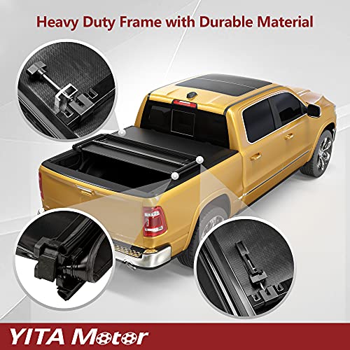 YITAMOTOR Soft Tri Fold Truck Bed Tonneau Cover Compatible with 2016-2022 Toyota Tacoma(Excl. Trail Edition, Fleetside 6 ft Bed with Deck Rail System