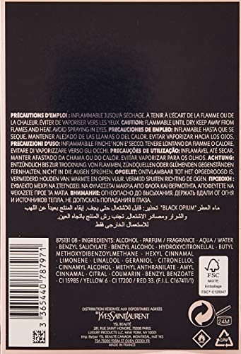 Yves Saint Laurent Eau De Parfum Spray for Women, Black Opium, 3 Ounce