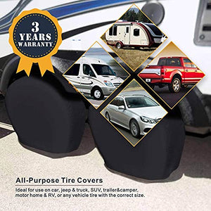 Explore Land Tire Covers 4 Pack - Tough Tire Wheel Protector for Truck, SUV, Trailer, Camper, RV - Universal Fits Tire Diameters 23-25.75 inches, Black