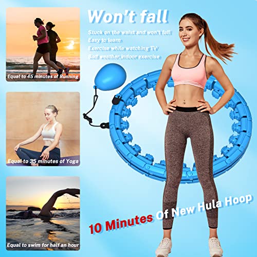 Brebon Weighted Hoola Exercise Fit Hoops Plus Size for Weight Loss, 2 in 1 Weight Loss 24 Detachable Knots Hoops Adjustable Auto-Spinning Ball Abdomen Fitness Equipment for Adult
