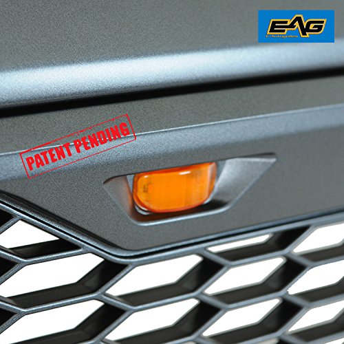 EAG Replacement Upper ABS Grille Front Grill with Amber LED Lights - Charcoal Gray Fit for 12-15 Tacoma