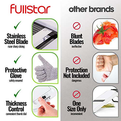 Fullstar All-in-1 Vegetable Chopper, Mandoline Slicer & Cheese Grater | Multi Blade French Fry Cutter & Veggie Dicer | Includes Bonus Handheld Spiralizer & Kitchen Gadgets