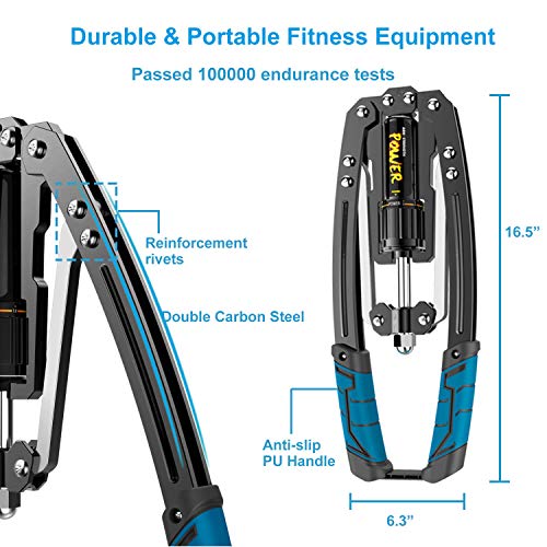 Tepemccu Hydraulic Power Twister Adjustable Arm-Exerciser - Home Chest Expander 22-440lbs, Home Fitness Equipment Bar for Men and Women with Resistance (Blue)