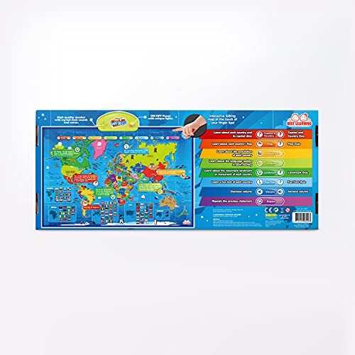 BEST LEARNING i-Poster My World Interactive Map - Educational Talking Toy for Children of Ages 5 to 12 Years Old | Perfect Geography Learning Game as a Gift for Kids Ages 8-12