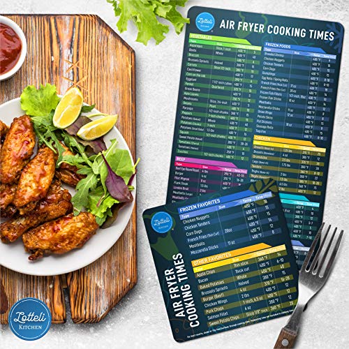 Air Fryer Magnetic Cheat Sheet Set, Air Fryer Accessories Cook Times, Airfryer Accessory Magnet Sheet Quick Reference Guide for Cooking and Frying (Black)