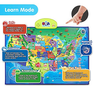 BEST LEARNING i-Poster My USA Interactive Map - Educational Smart Talking US Poster Toy for Kids Boy or Girl Ages 5 to 12 Years | United States Geography Electronic Game Children 5, 6, 7 Gift Present