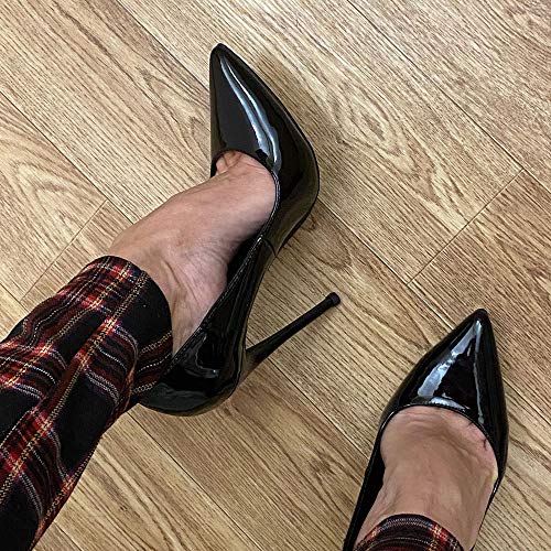 GENSHUO Women Fashion Pointed Toe High Heel Pumps Sexy Slip On Stiletto Party Shoes (All Black, Numeric_9)