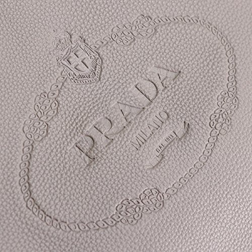 Prada Women's Vitello Daino Grey Leather Satchel Bag Handbag 1BC051