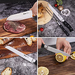 Knife Set, 16-Piece Kitchen Knife Set with Block Wooden, Manual Sharpening for Black Chef Knife Set with Carving Fork, German Stainless Steel Knife Block Set by Slege