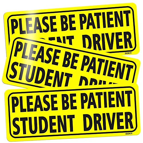 BOKA Student Driver Magnet for Car, 3 Pcs High Reflective Vehicle Bumper Magnet Safety Sign, Stronger Magnetic Bumper Sticker for New Driver Novice in Yellow, Easy to Notice (Upgraded of Large Font)
