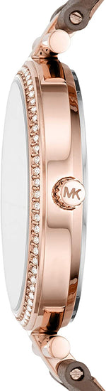 Michael Kors Women's Maci Three-Hand Truffle Leather Watch