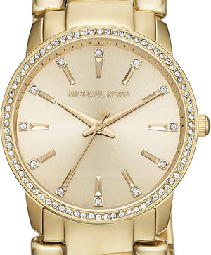 Michael Kors Women's Lady Nini Quartz Watch with Stainless Steel Strap, Gold, 18 (Model: MK3235)