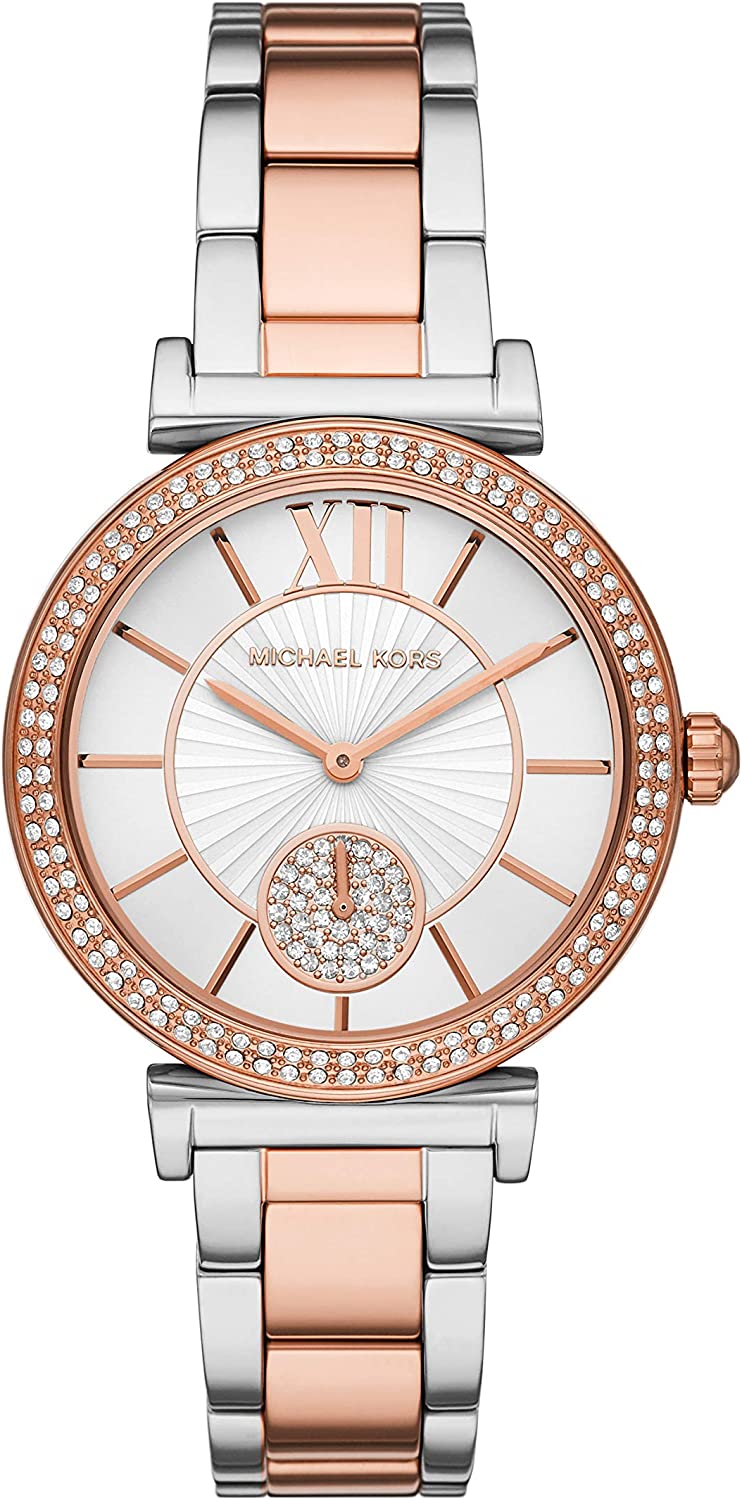 Michael Kors Women's Abbey Quartz Watch with Stainless Steel Strap, Two-Tone, 16 (Model: MK4616)