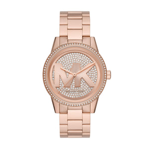 Michael Kors Women's Ritz Quartz Watch with Stainless Steel Strap, Pink, 20 (Model: MK6863)