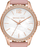 Michael Kors Women's Layton Stainless Steel Quartz Watch with Leather Strap, Pink, 18 (Model: MK2909)