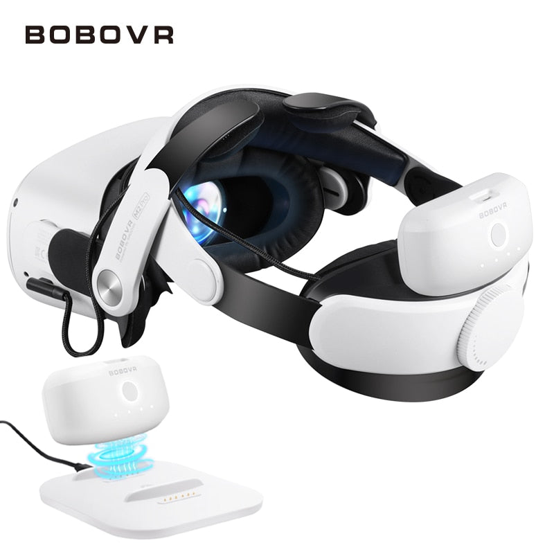 BOBOVR M2 Pro Battery Head Strap Compatible with Oculus Quest2 with Ultra-Thin Twin Charger Station Chaging Replace Battery