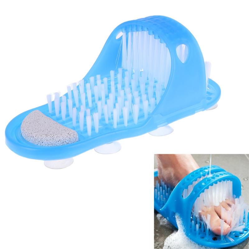 One Plastic Bath Shoe, Foot Scrubber, It's a Slipper with built in brushes in Blue  High Quality