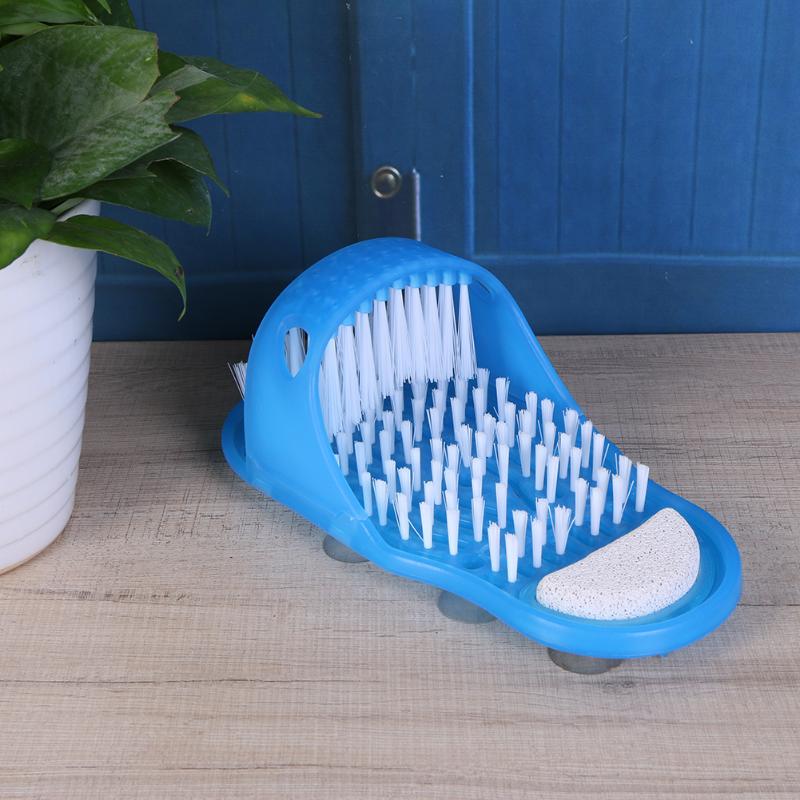 One Plastic Bath Shoe, Foot Scrubber, It's a Slipper with built in brushes in Blue  High Quality