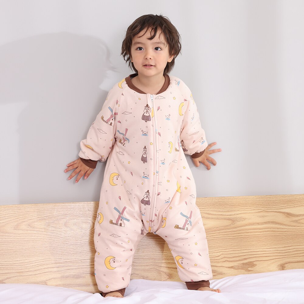 Baby Sleeping Bag Cute Flowers Print Toddler Sleepwear Walk Play Pajamas 2.5Tog Thick Winter Keep Warm Sleepsack 1-4 Years