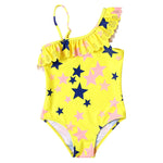 Flamingo Print Kids Girls One Piece Swimwear Swimsuit 2022 Falbala Girl Monokini Children Baby Swimming Suit Beachwear XA017