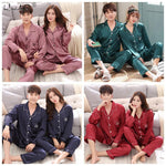 Luxury Pajama suit Satin Silk Pajamas Sets Couple Sleepwear Family Pijama Lover Night Suit Men &amp; Women Casual Home Clothing