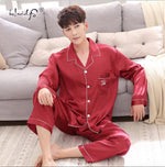 Luxury Pajama suit Satin Silk Pajamas Sets Couple Sleepwear Family Pijama Lover Night Suit Men &amp; Women Casual Home Clothing