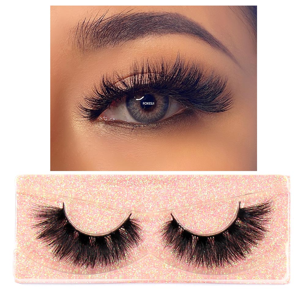 FOXESJI Makeup Eyelashes 3D Mink Lashes Fluffy Soft Wispy Natural Cross Lash Extension Reusable Fake Lashes Mink False Eyelashes