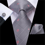 Hi-Tie Navy Blue Red Dot Silk Wedding Tie For Men Hanky Cufflink Mens Gift Tie Set Business Party Dropshipping Fashion Designer