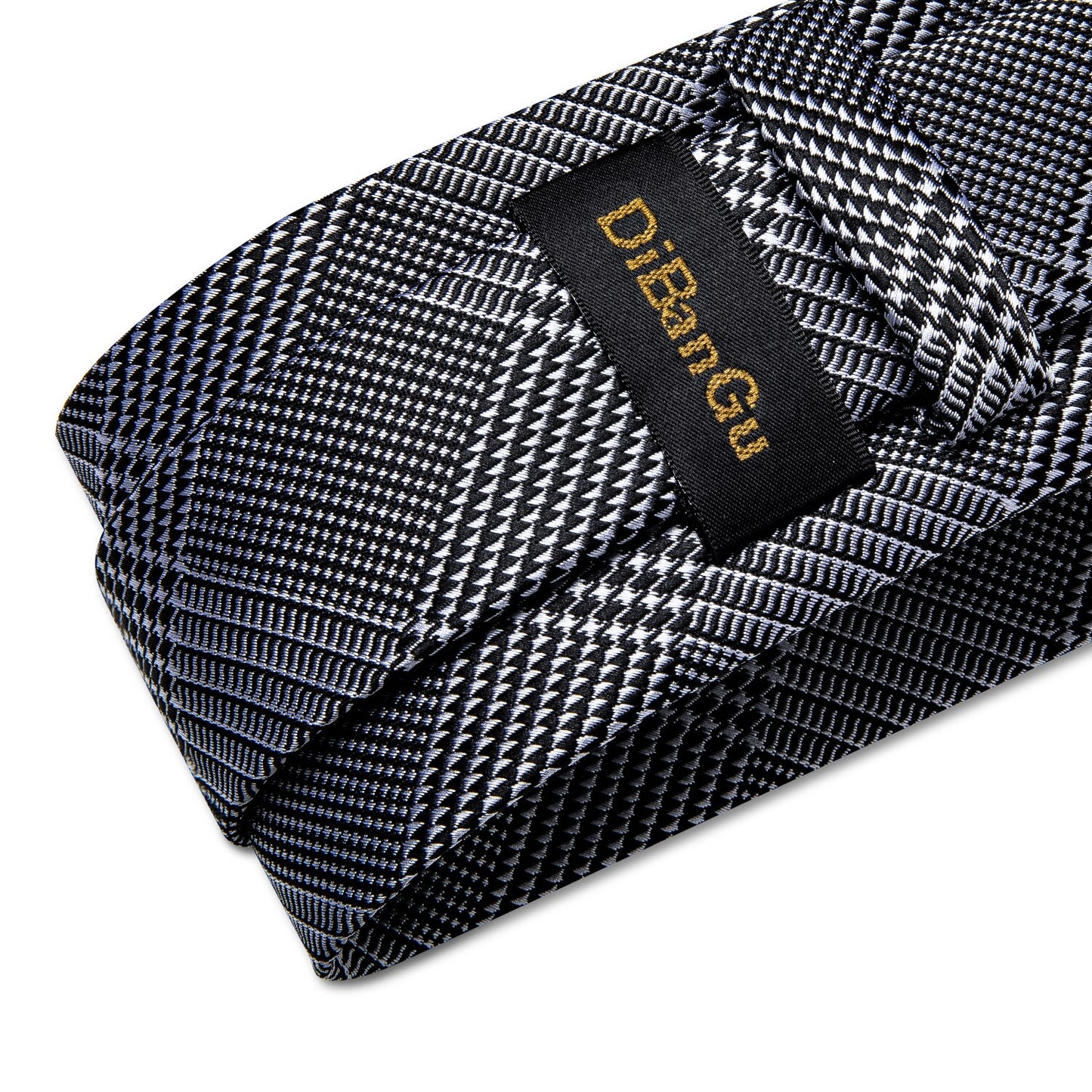Houndstooth Black Silver Gold Blue Pink Luxury Silk Ties For Men 8cm Business Wedding Neck Tie Set Handkerchief Men's Gift