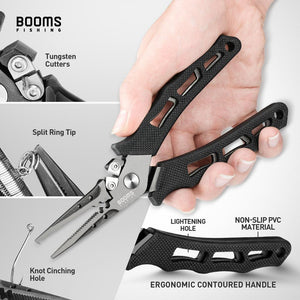 Booms Fishing F07 Stainless Steel Fishing Pliers Braid line Cutters Crimper Hook Remover Saltwater Resistant Fishing Gear Tool