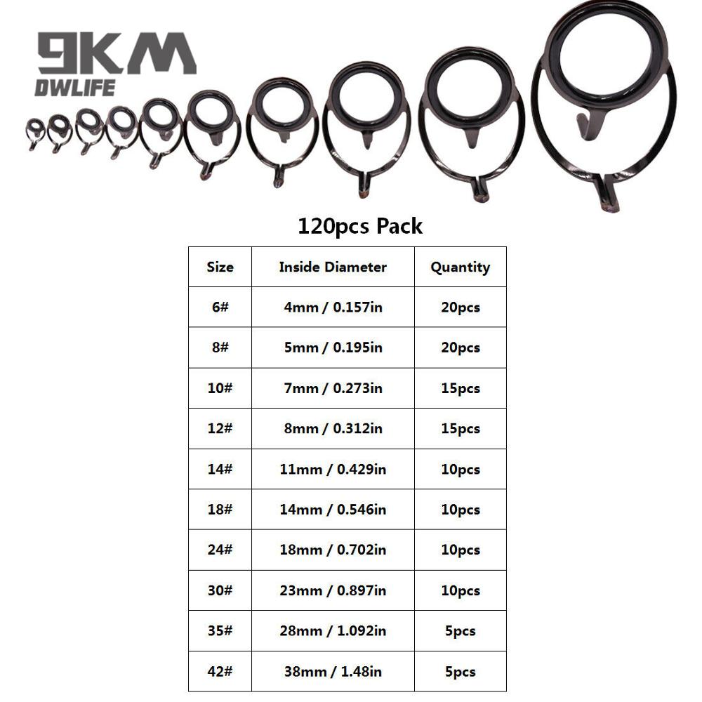 Fishing Rod Guide 50~120Pcs Stainless Steel Ceramics Rings Rod Repair Kit Spinning Casting Mixed Size Replacement Accessories