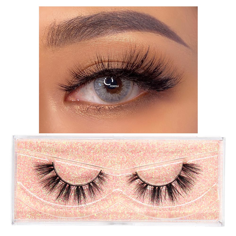 FOXESJI Makeup Eyelashes 3D Mink Lashes Fluffy Soft Wispy Natural Cross Lash Extension Reusable Fake Lashes Mink False Eyelashes