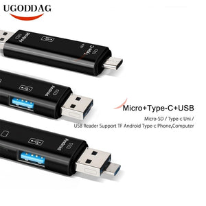 5 in 1 Multifunction USB 3.0 Type C USB Micro USB SD Tf Memory Card Reader OTG Card Reader Adapter Mobile Phone PC Accessories