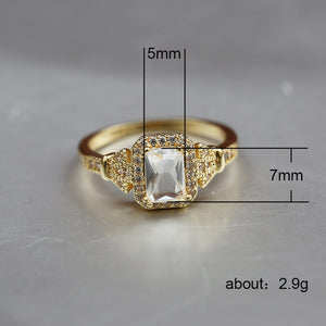 Huitan Luxury Tiny Shiny CZ Stone Engagement Rings Romantic Golden Color Valentine&#39;s Day Gift For Girlfriend Solitaire Midi Ring