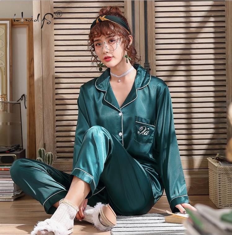 Luxury Pajama suit Satin Silk Pajamas Sets Couple Sleepwear Family Pijama Lover Night Suit Men &amp; Women Casual Home Clothing