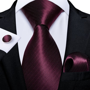 DiBanGu Men Tie Solid Pink Color Formal Wedding Necktie Silk Jacquard Woven Tie Handkerchief Cufflinks For Men Business Suit