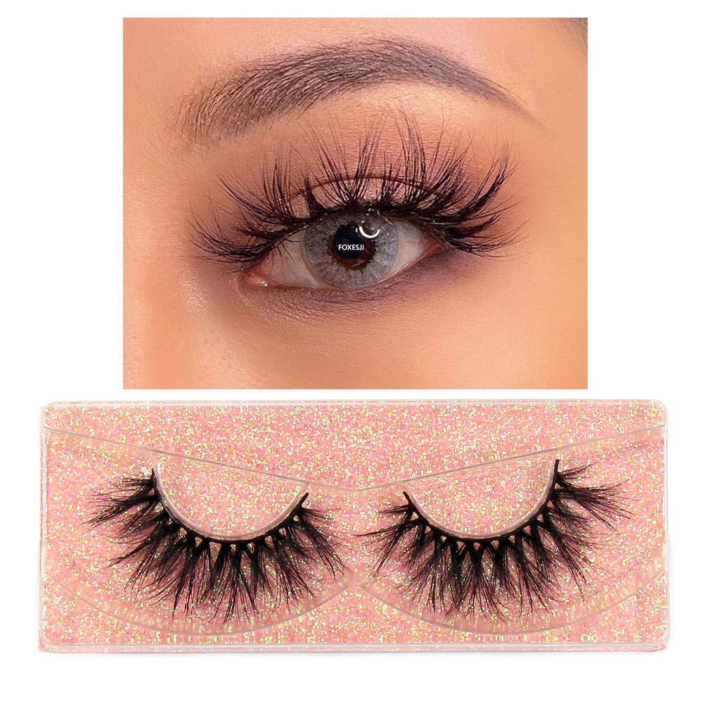 FOXESJI Makeup Eyelashes 3D Mink Lashes Fluffy Soft Wispy Natural Cross Lash Extension Reusable Fake Lashes Mink False Eyelashes