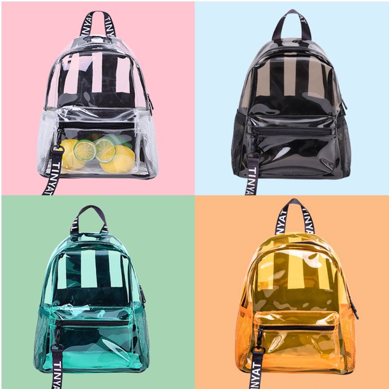 Women Transparent PVC Backpack Travel School Bookbag Daypack Rucksack for Teenager Girls