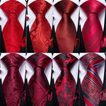 New Design Wedding Men Tie Red  Solid Striped Paisley Neckties For Men Business Dropshipping DiBanGu Hanky Cufflinks Tie Set