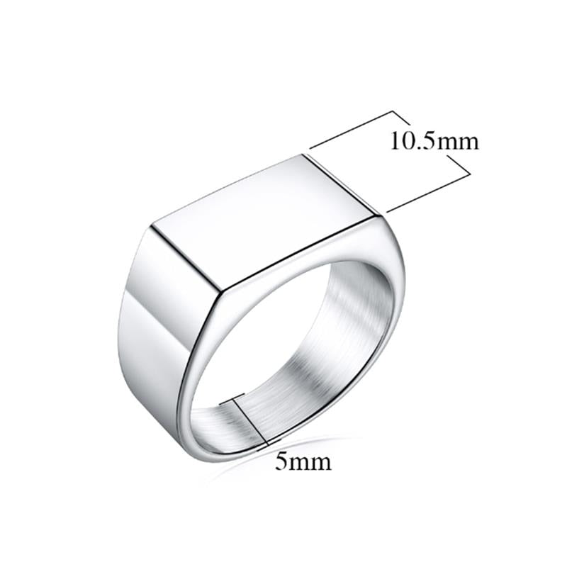 Fashion Men Ring Stainless Steel Simple Style Black Golden Silver Color Square Ring Charm Hiphop Male Jewelry Party Gift